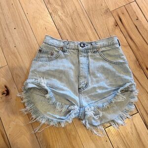 One Teaspoon Vintage Bandits Frayed Denim Women Shorts